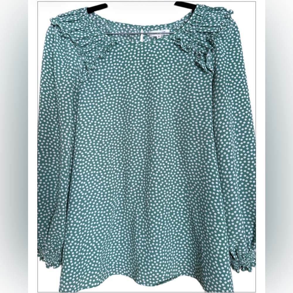 Max Studio Teal Polka Dot Blouse